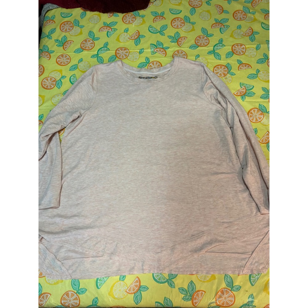 Cupio Tunic Top Womens XL Blush Pink Heathered‎ Knit Tulip Hem Long Sleeve